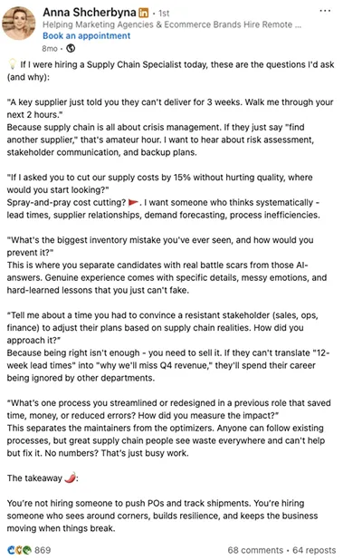 Anna Shcherbyna — LinkedIn post