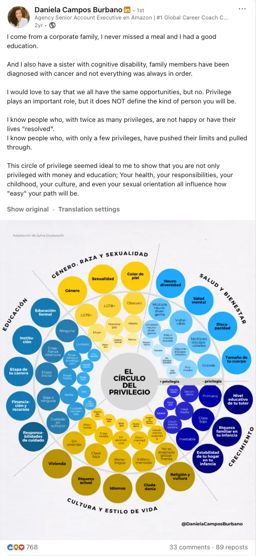 Daniela Campos — LinkedIn post