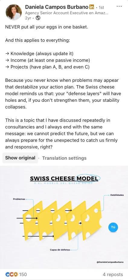 Daniela Campos — LinkedIn post