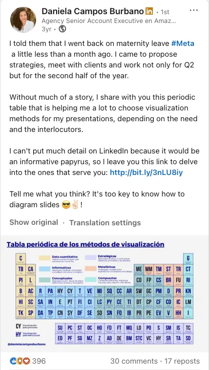 Daniela Campos — LinkedIn post
