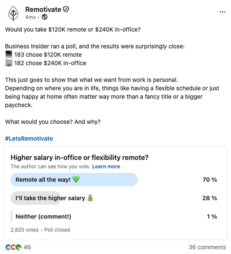 Remotivate — LinkedIn post