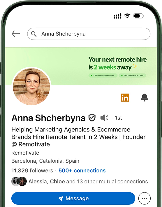 Anna Shcherbyna LinkedIn profile preview
